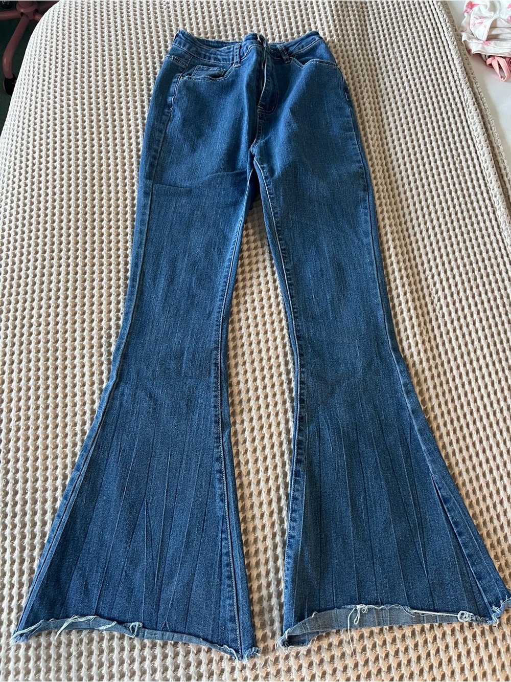 SHEIN Wide Leg Dark Blue Flare Jeans